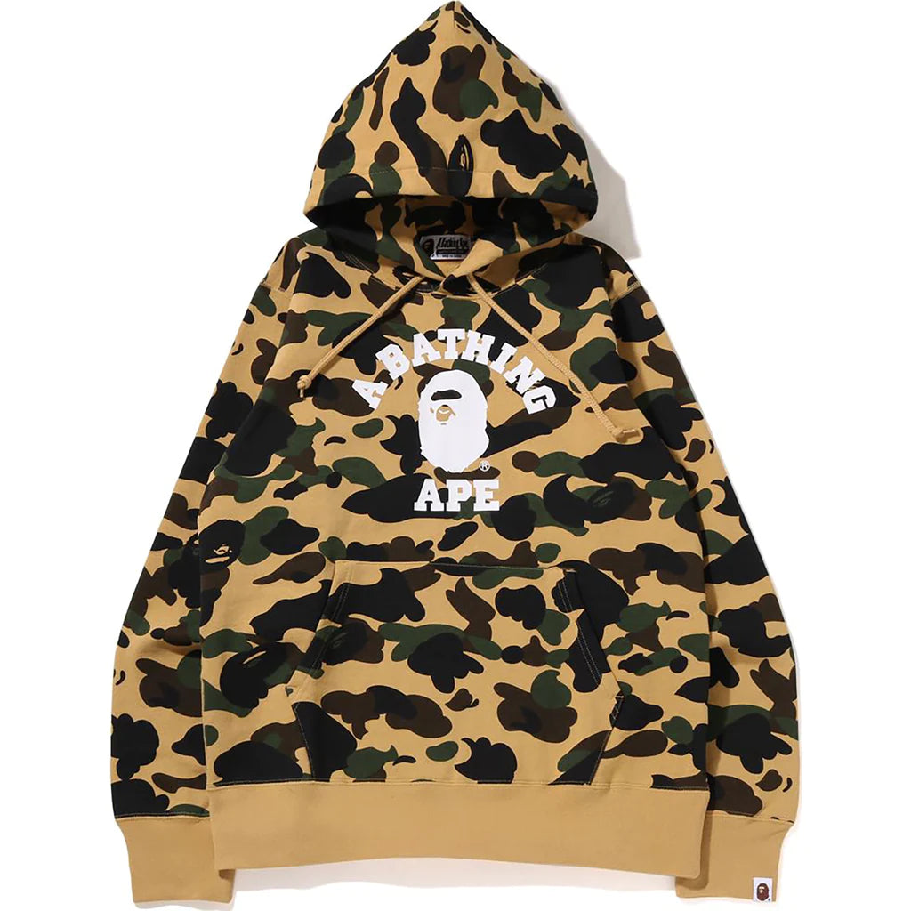 BAPE 1ST Camo College Pullover Hoodie Yellow/White
