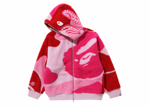 BAPE Mega ABC Camo Shark Boa Hoodie Jacket Pink