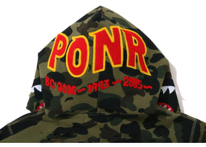 BAPE PONR 1st Camo Shark Full Zip Hoodie Green