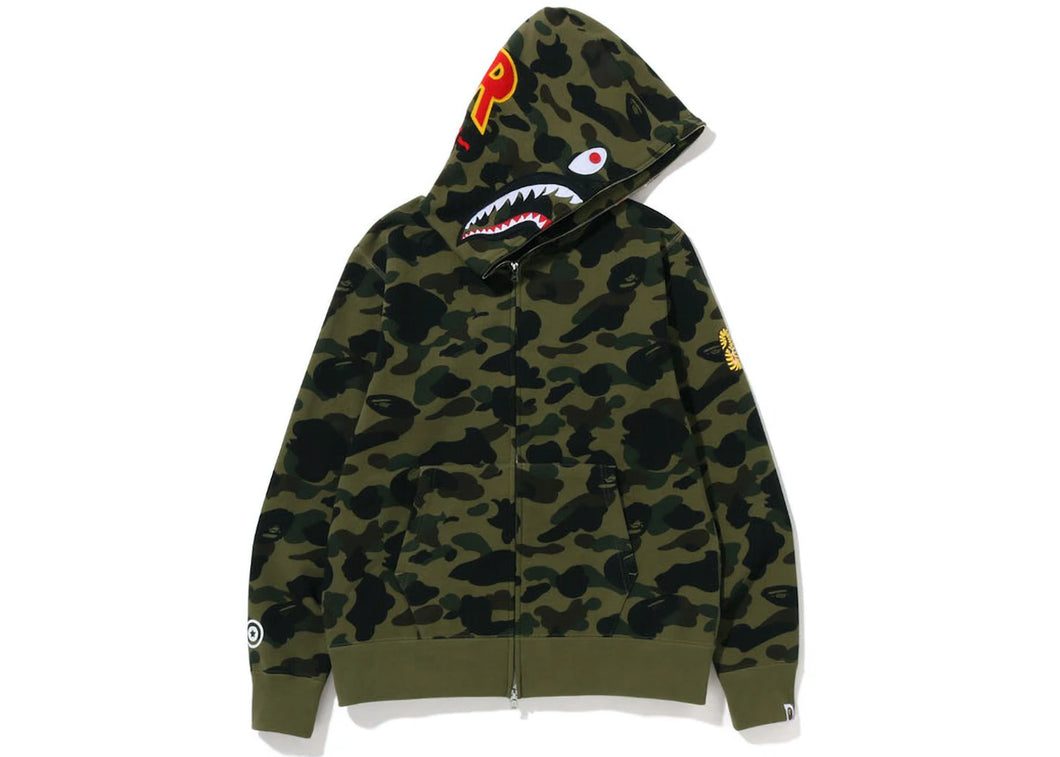 BAPE PONR 1st Camo Shark Full Zip Hoodie Green