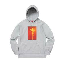 Supreme Piss Christ Hooded Sweatshirt Heather Grey