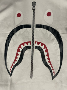 BAPE Shark Zipper Tee White W/ Black/Grey Pattern