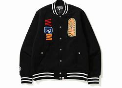 BAPE Multi Emblem Satin Varsity Jacket Black