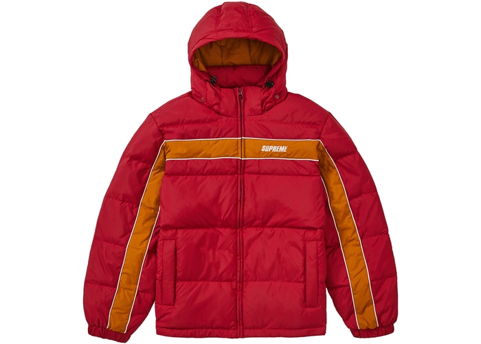 Supreme Stripe Panel Down Jacket Burgundy – Grail Finders LLC